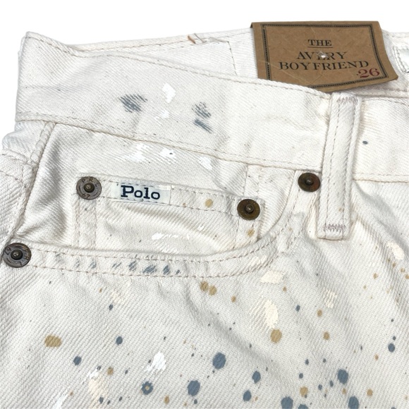Polo Ralph Lauren Avery Boyfriend White Paint Splatter Jeans - Picture 4 of 15